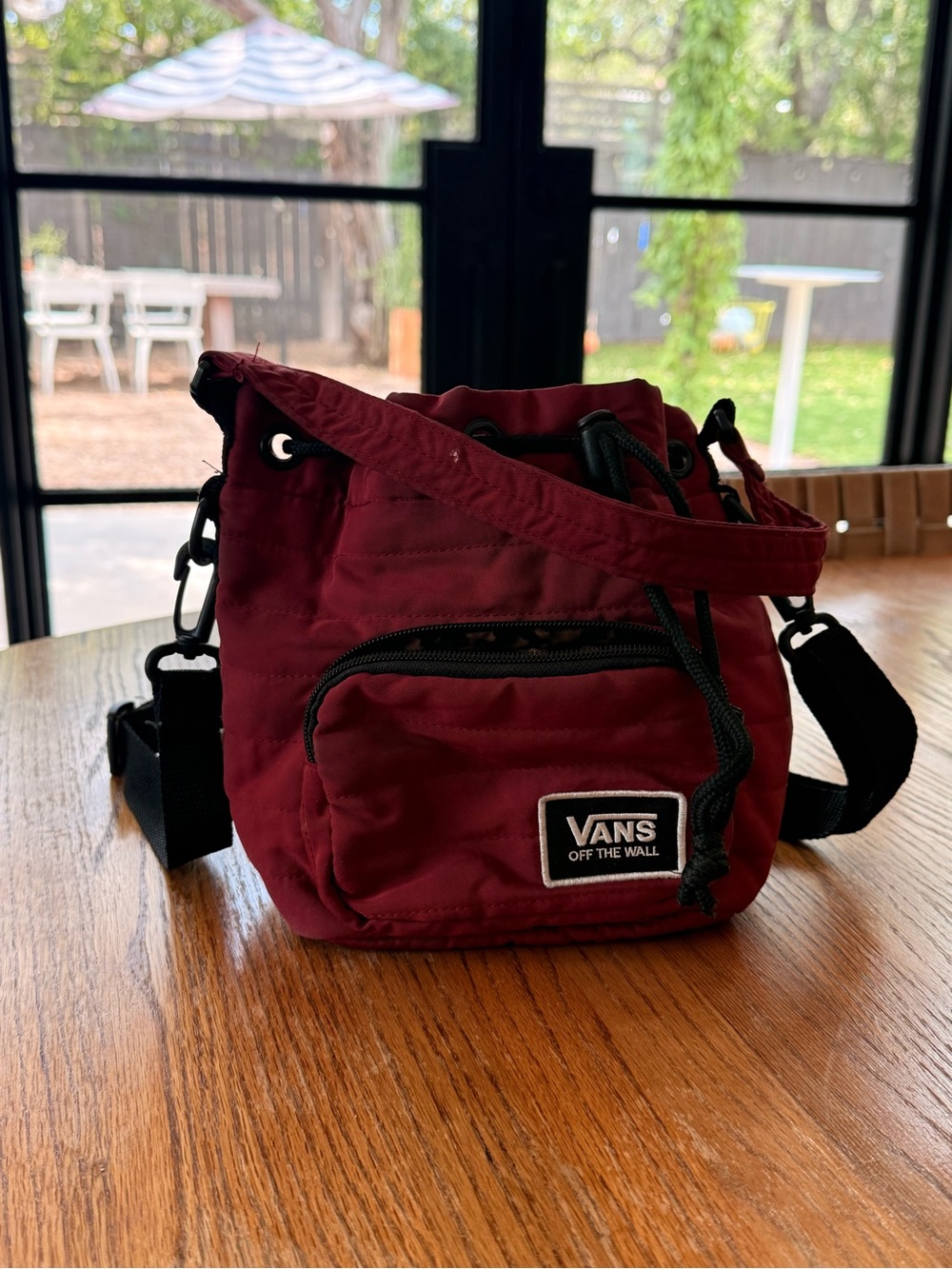 Vans Burgundy Drawstring Crossbody Bag